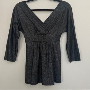 Express Wrap Metallic Blouse Size Small Flowy V Neck